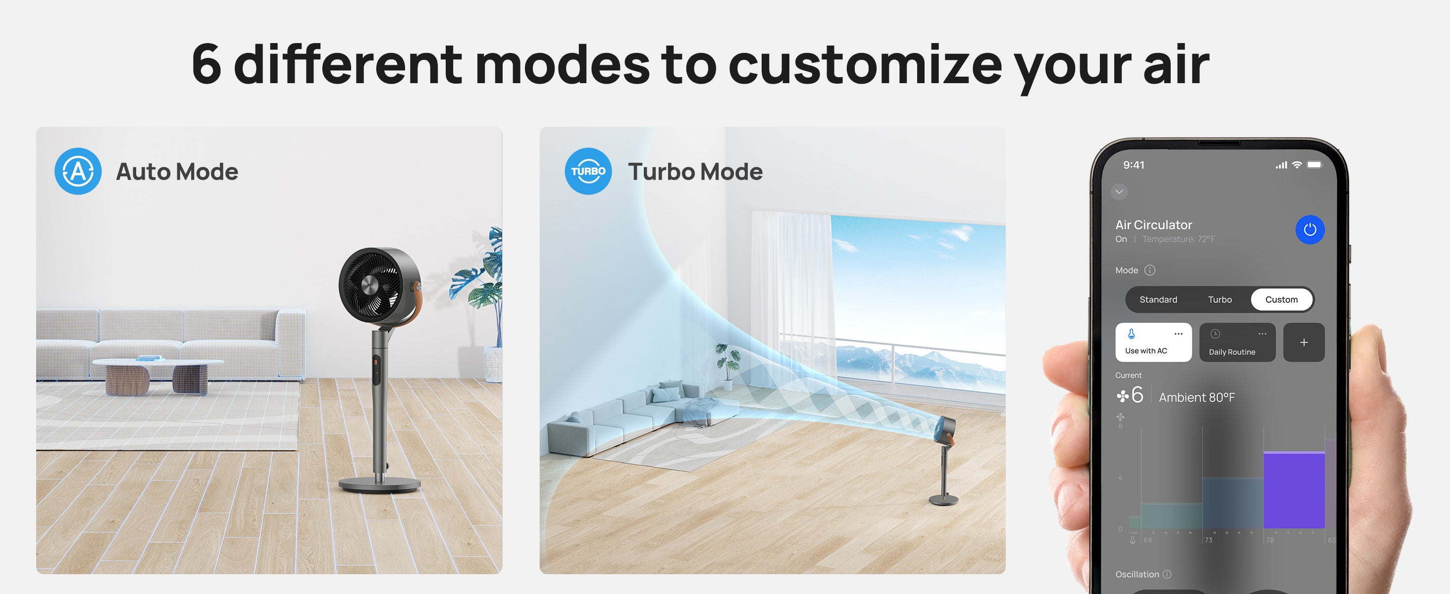 6 different modes to customize your air