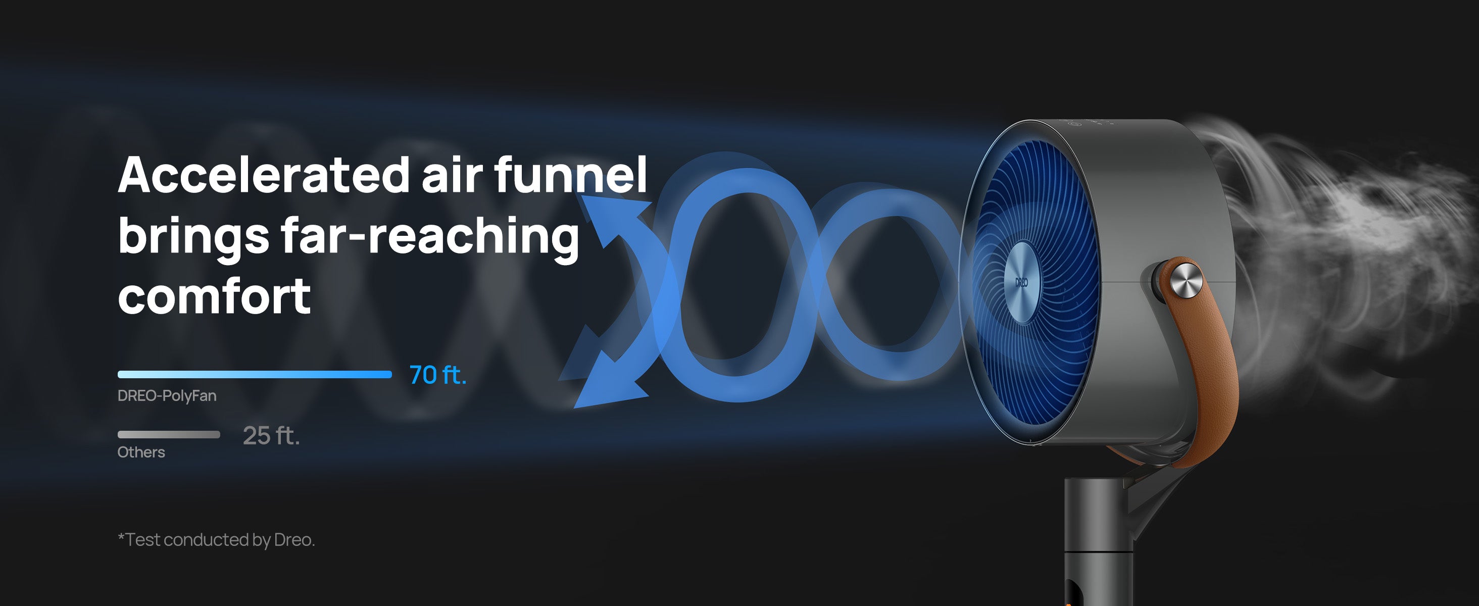 Accelerated air funnel brings far reaching comfort