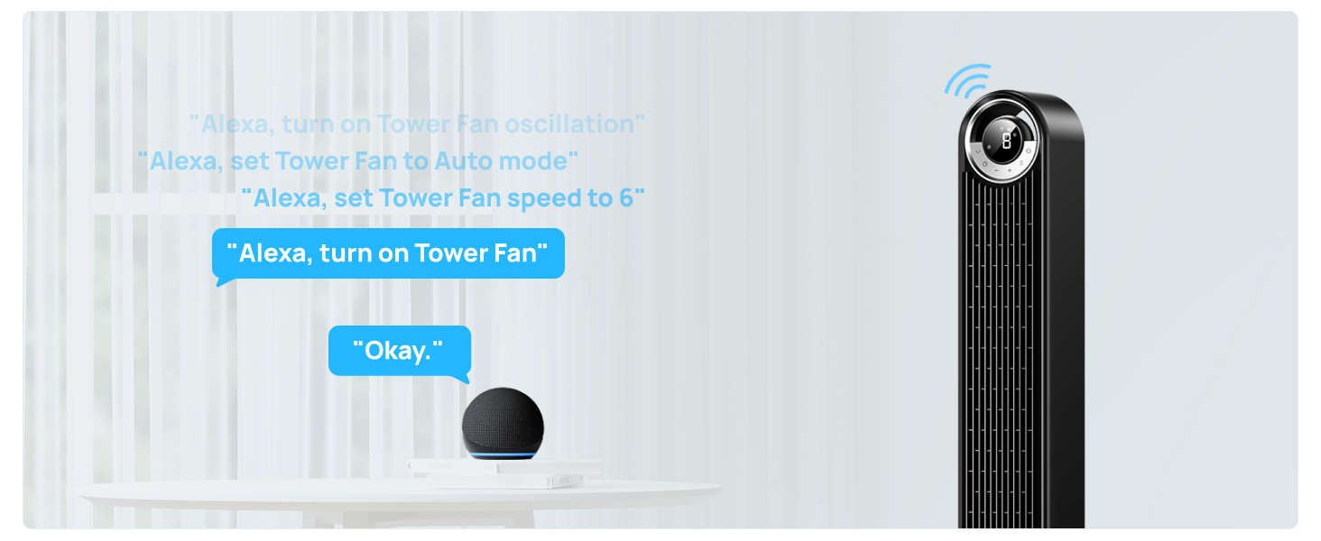 "Alexa, turn on Tower Fan"