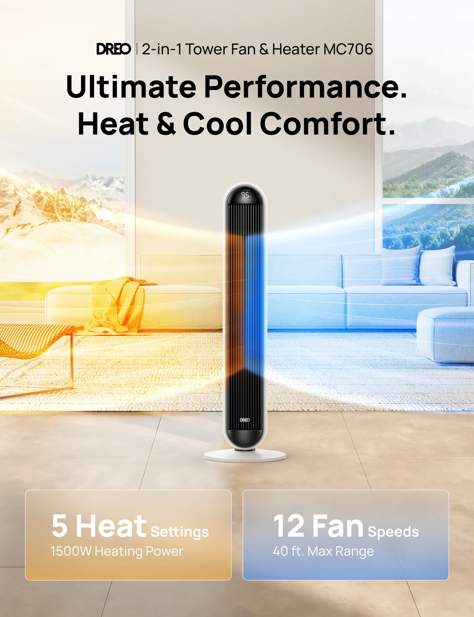 2-in-1 Tower Fan & Heater MC706 - DREO