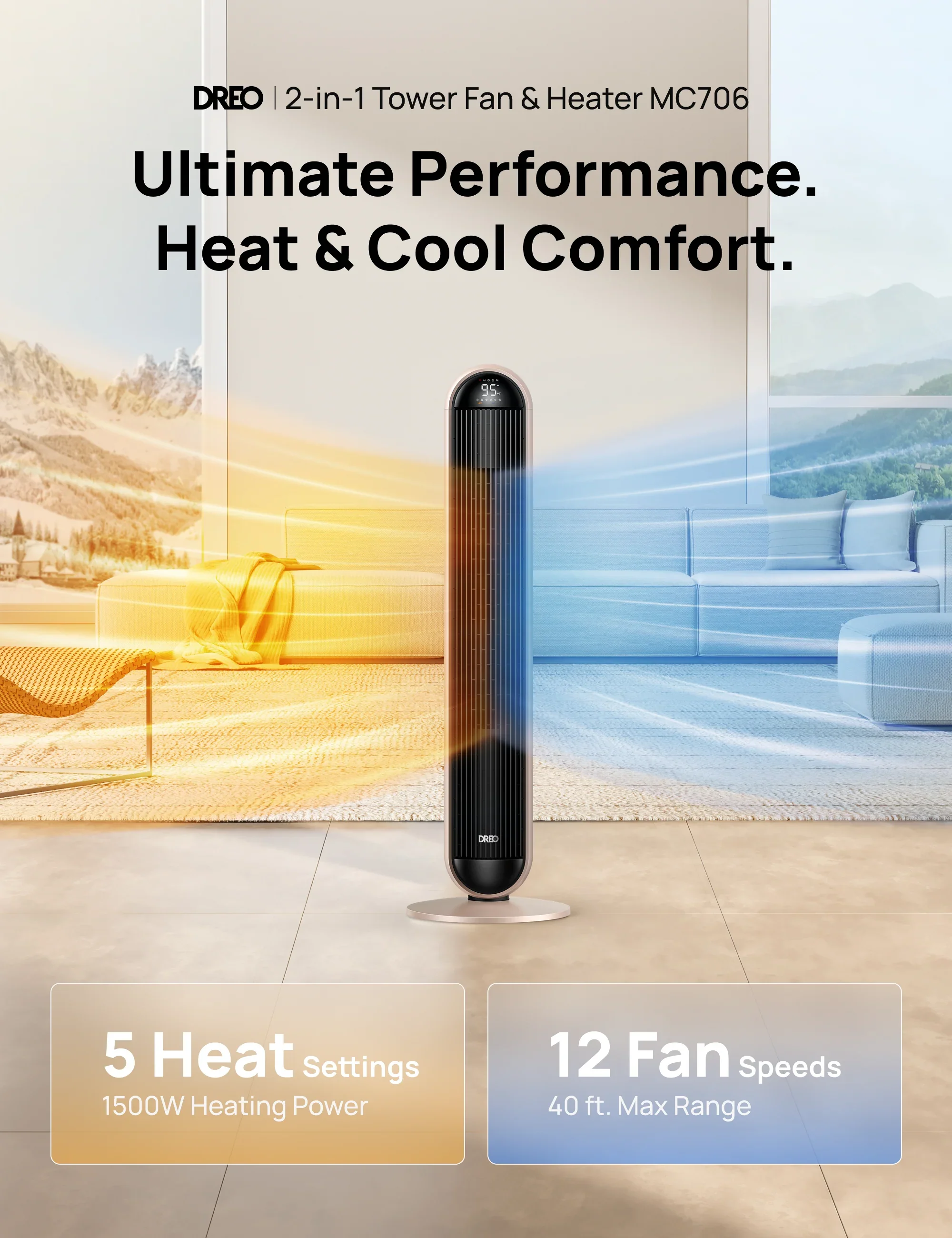2-in-1 Tower Fan & Heater MC706 - DREO