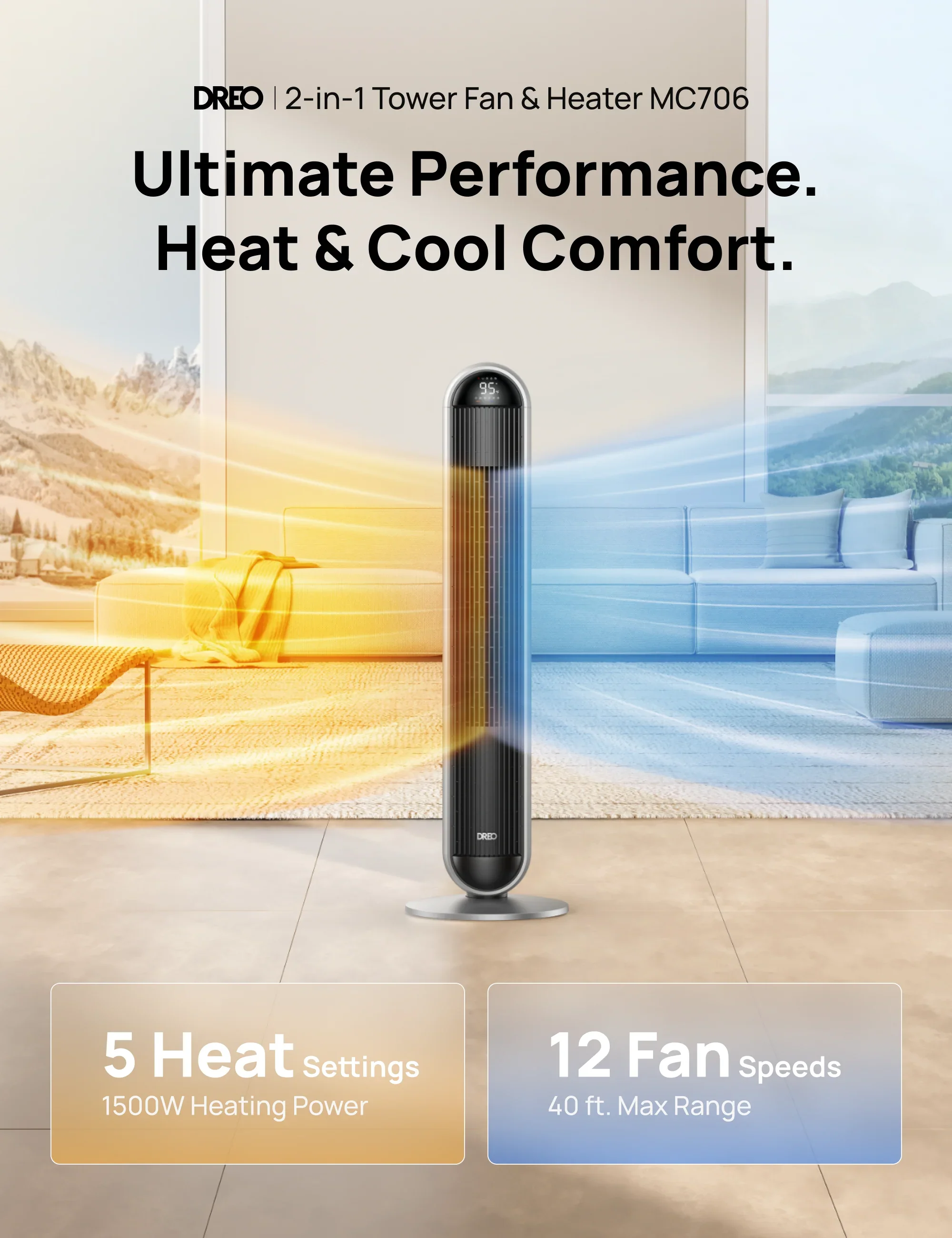 2-in-1 Tower Fan & Heater MC706 - DREO