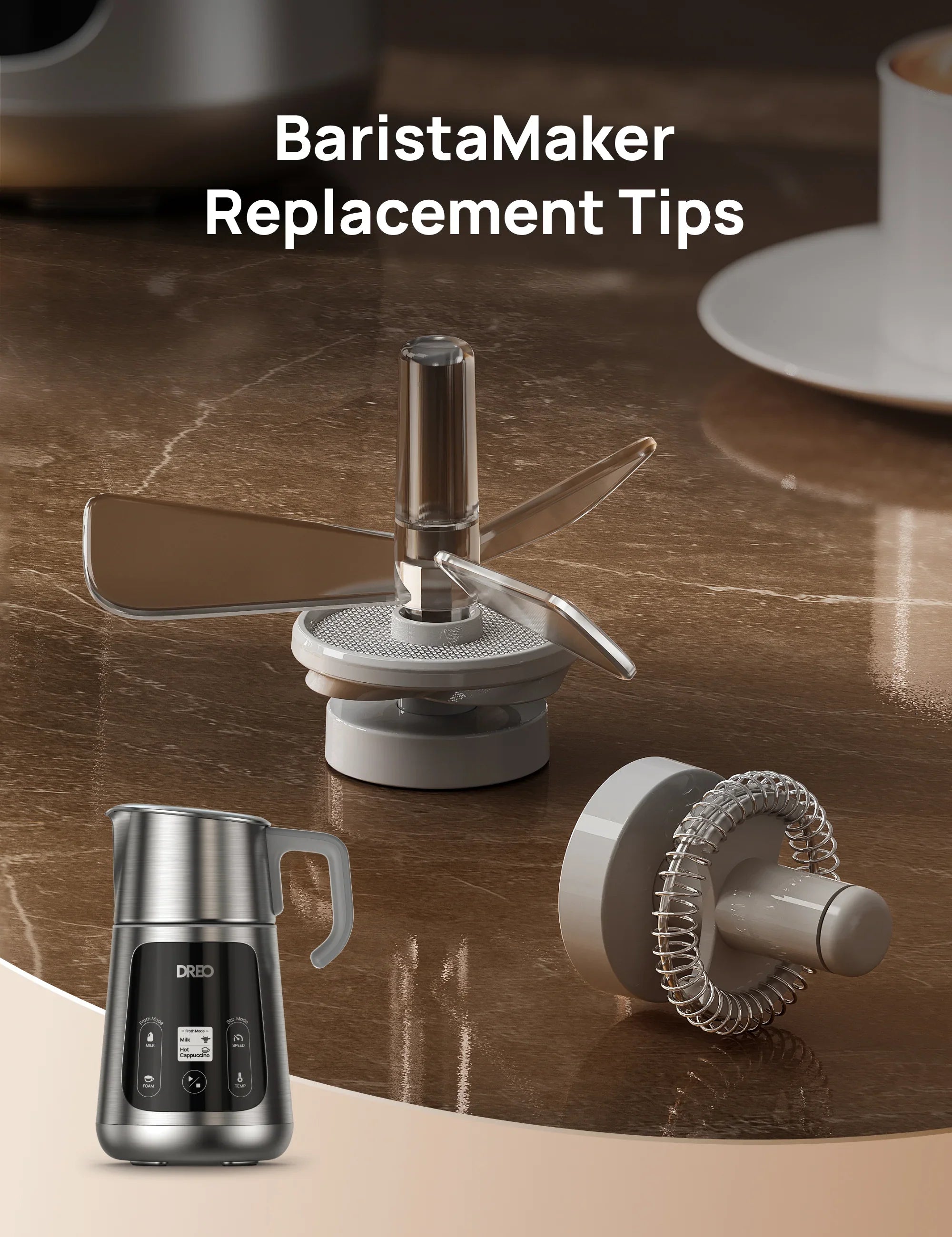 Whisk Set Replacement for BaristaMaker Milk Frother - DREO