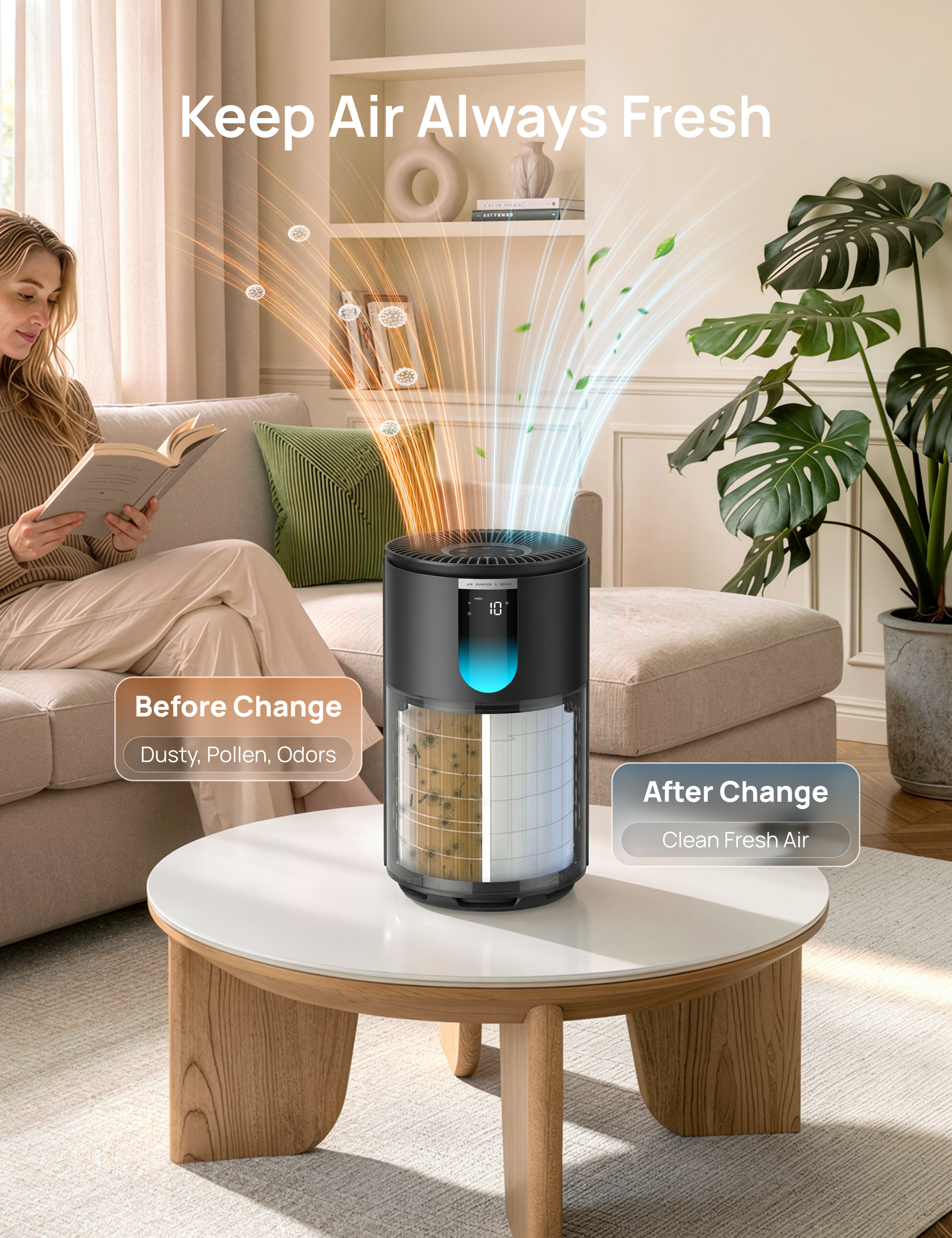 Air Purifier 3-in-1 HEPA Filter For 539 Black
