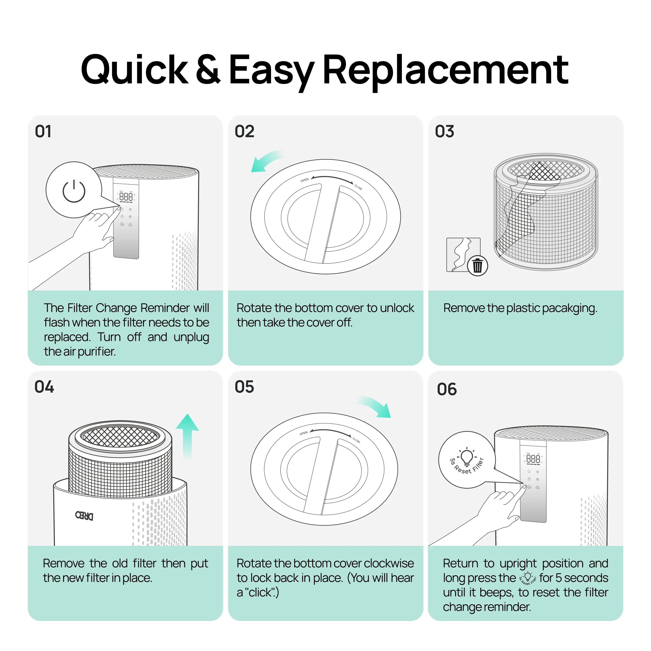 Air Purifier Replacement Filter for Smart Air Purifier Macro 505S - DREO