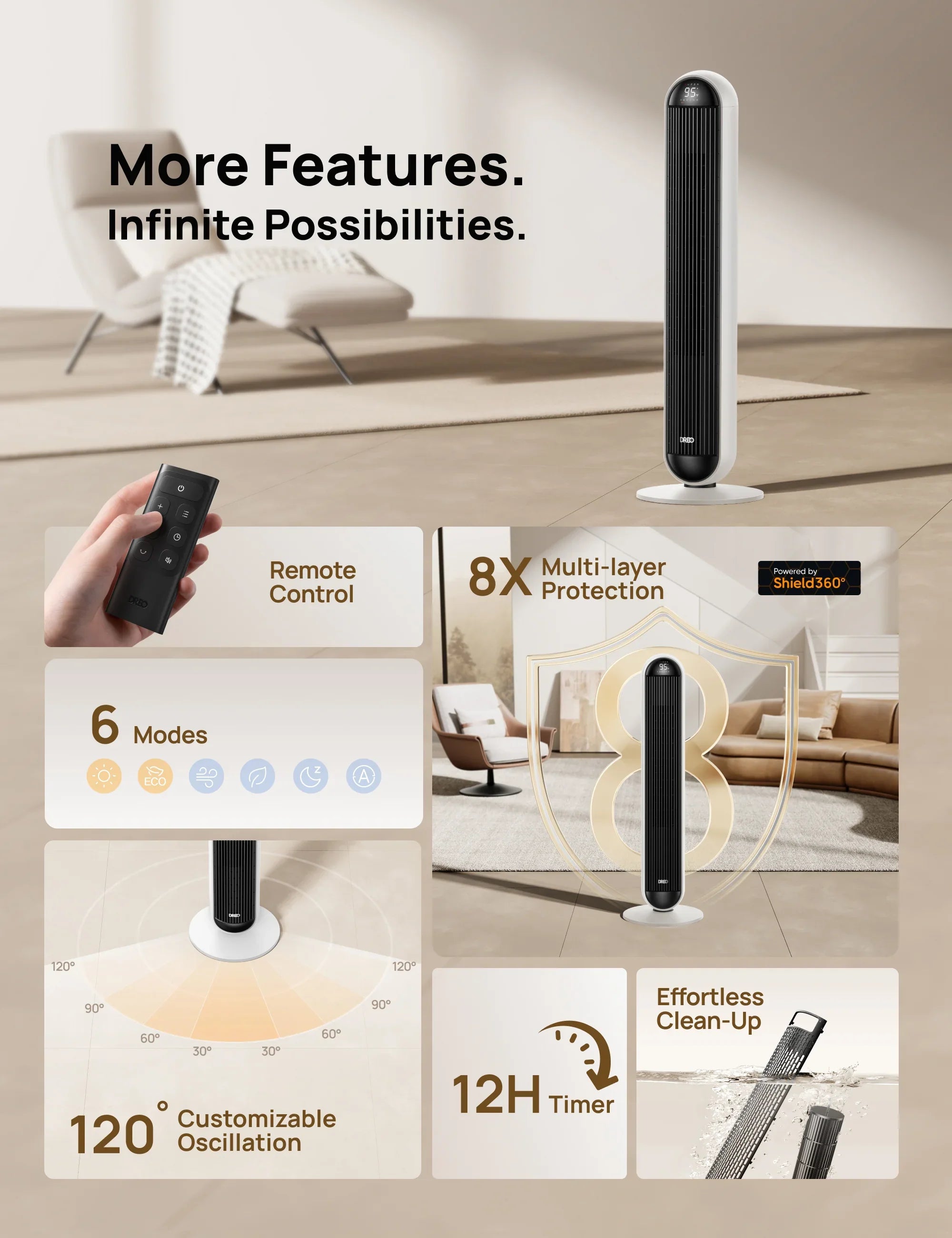 2-in-1 Tower Fan & Heater MC706 - DREO