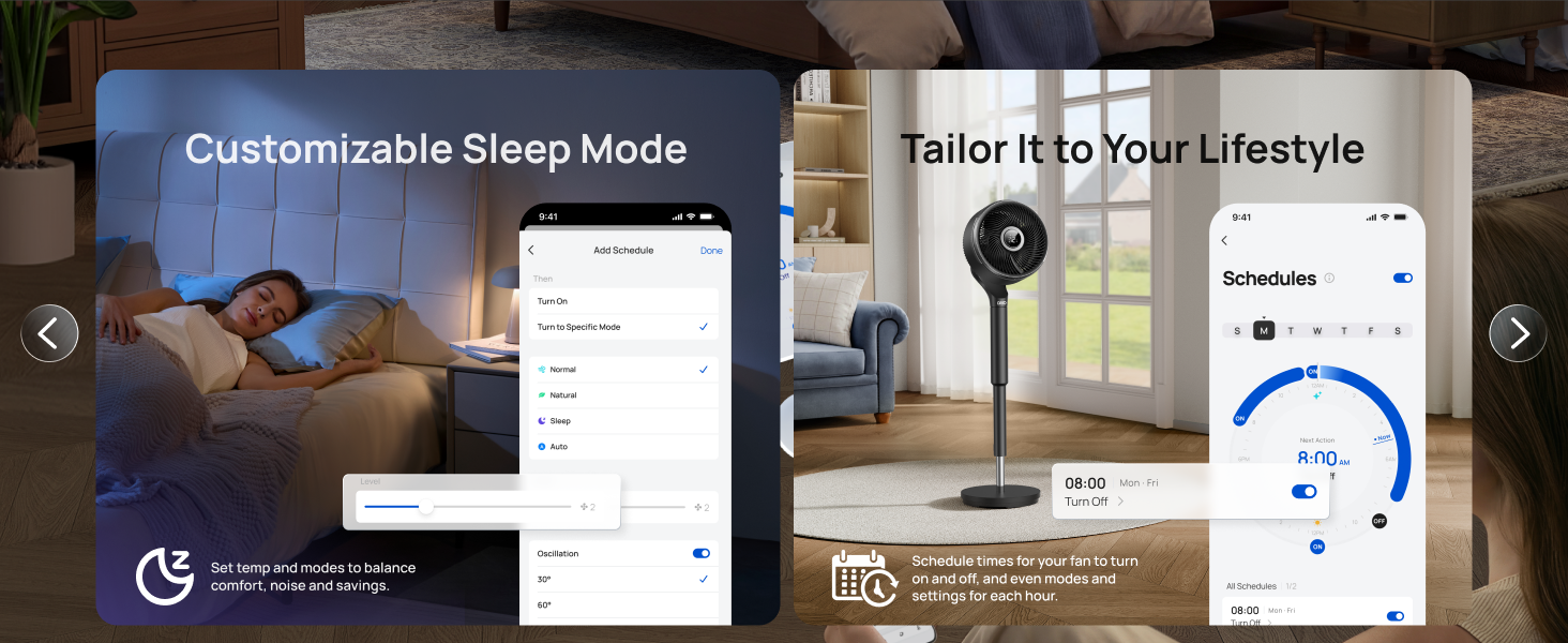 Smart home device with customizable sleep mode interface on a tablet and smartphone.