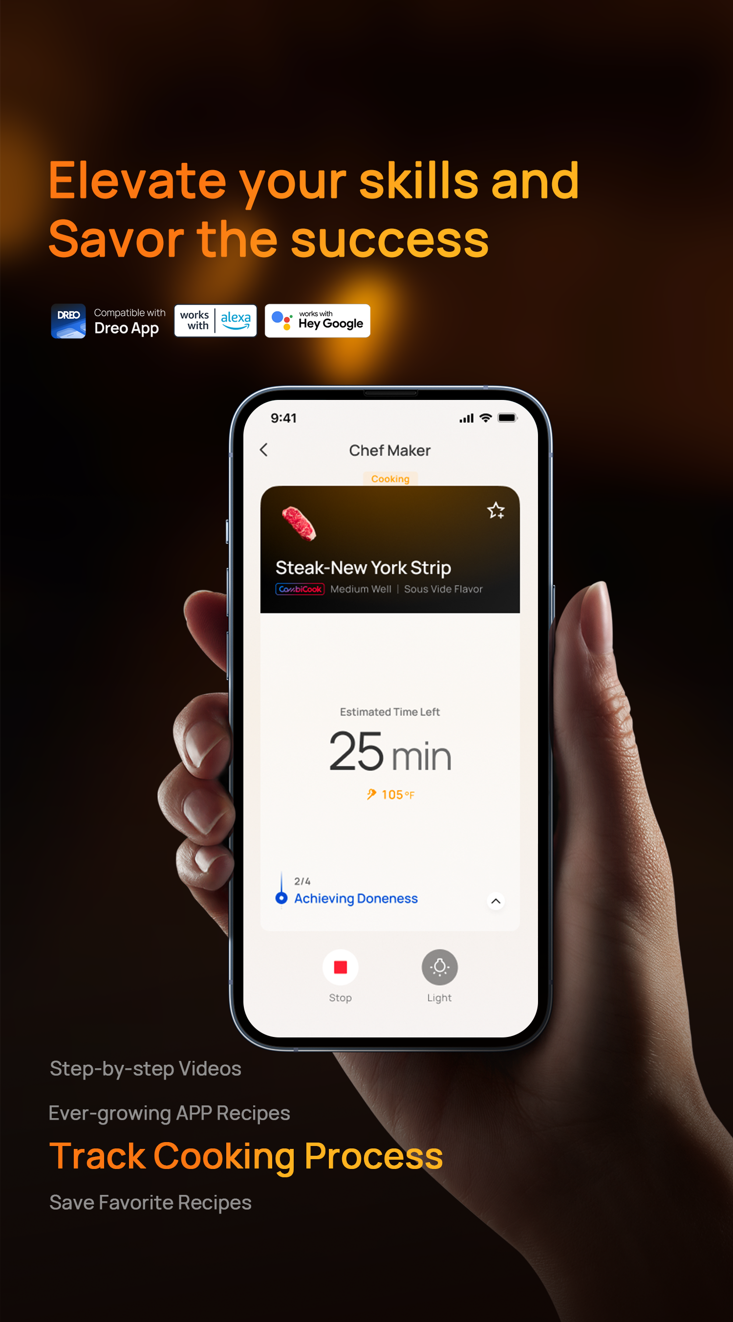 track cooking process with app