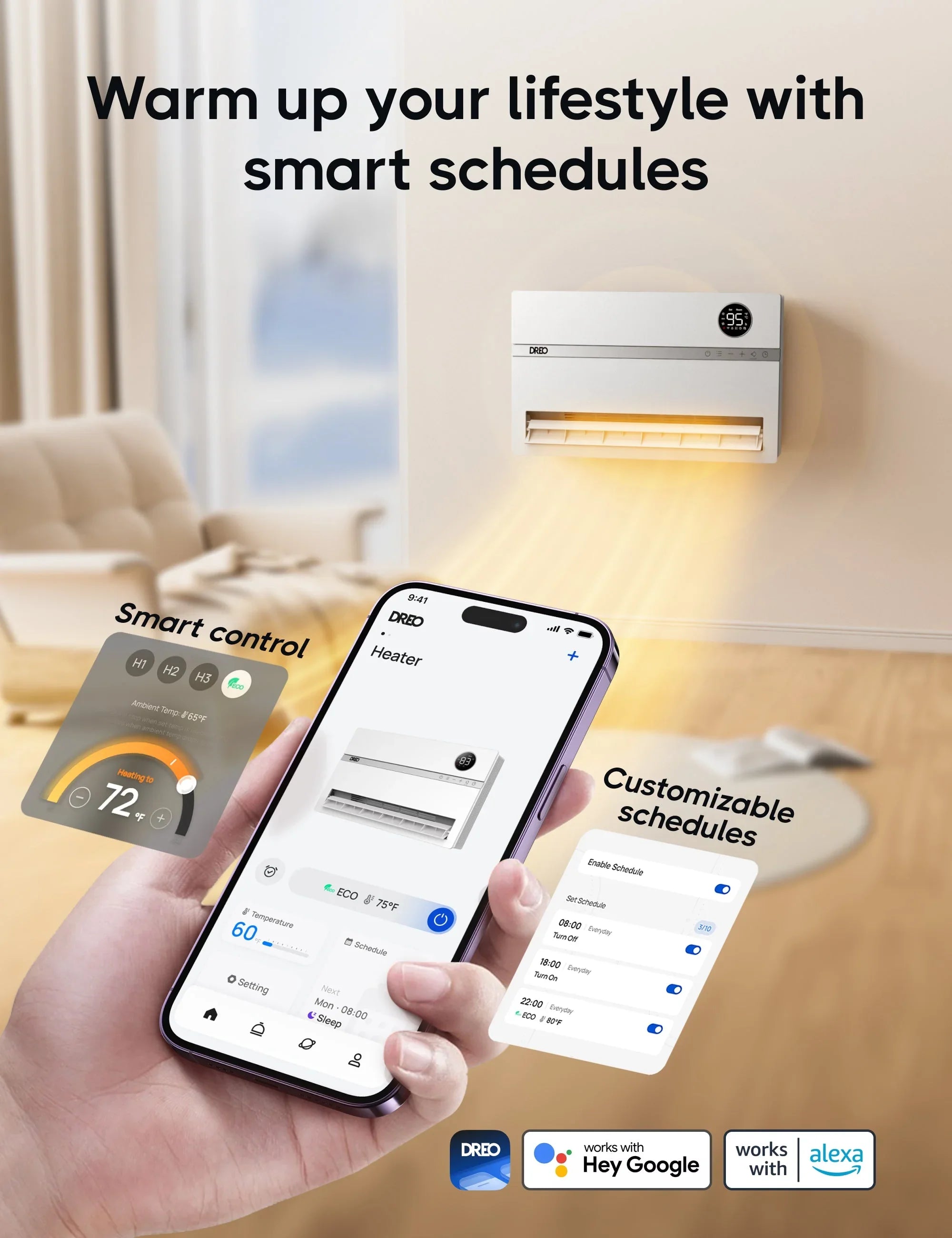 Smart Wall-mounted Heater WH739S with ALCI Plug - DREO