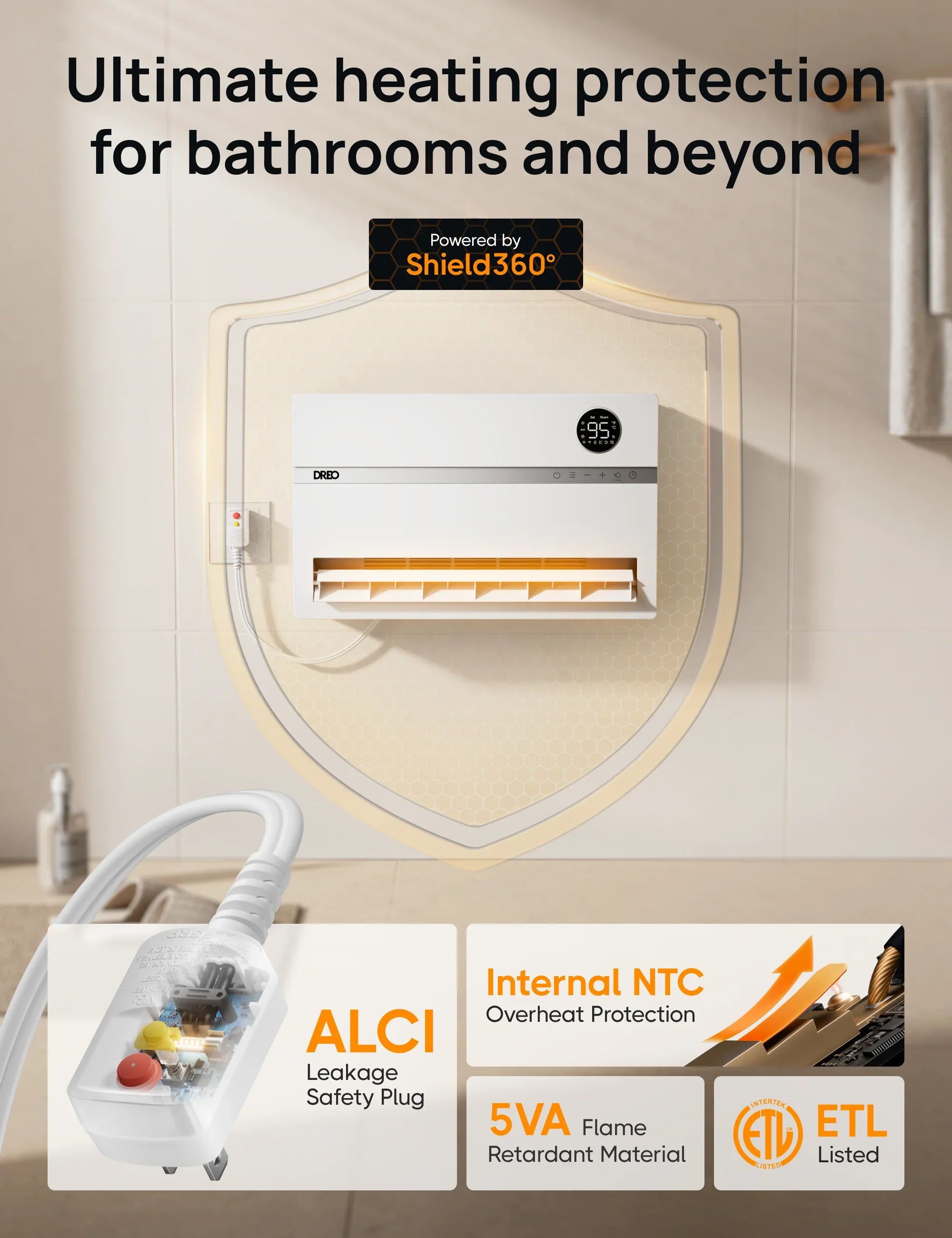 Smart Wall-mounted Heater WH739S with ALCI Plug - DREO