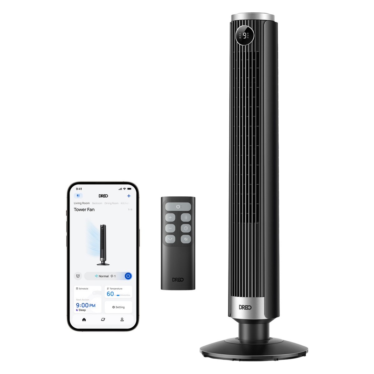 DREO Tower Fan 554S | 28 ft/s TurboWind™, 9 Speeds, Ultra-Quiet 20dB