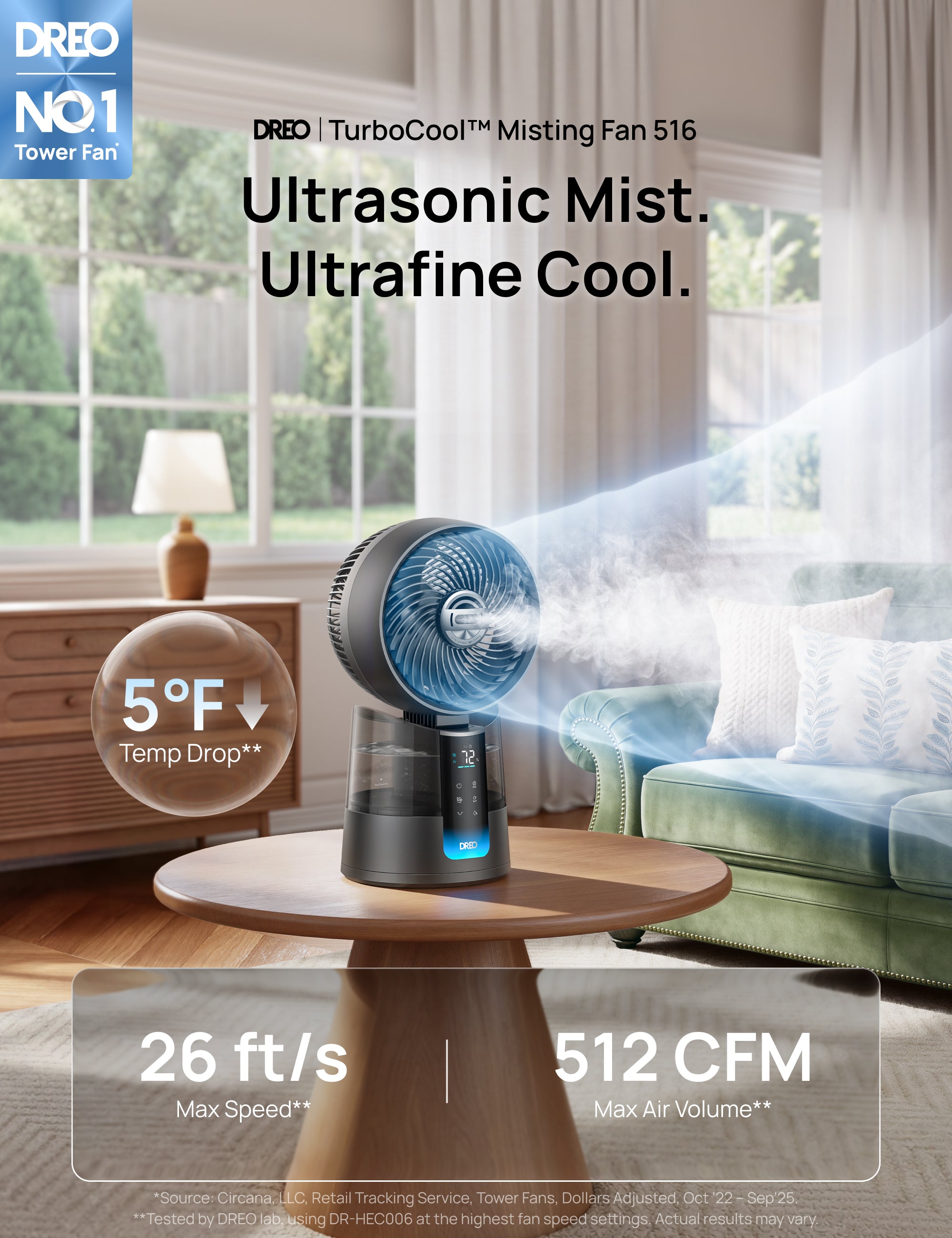 DREO TurboCool™ Misting Fan 516 | Cool Up to 5°F