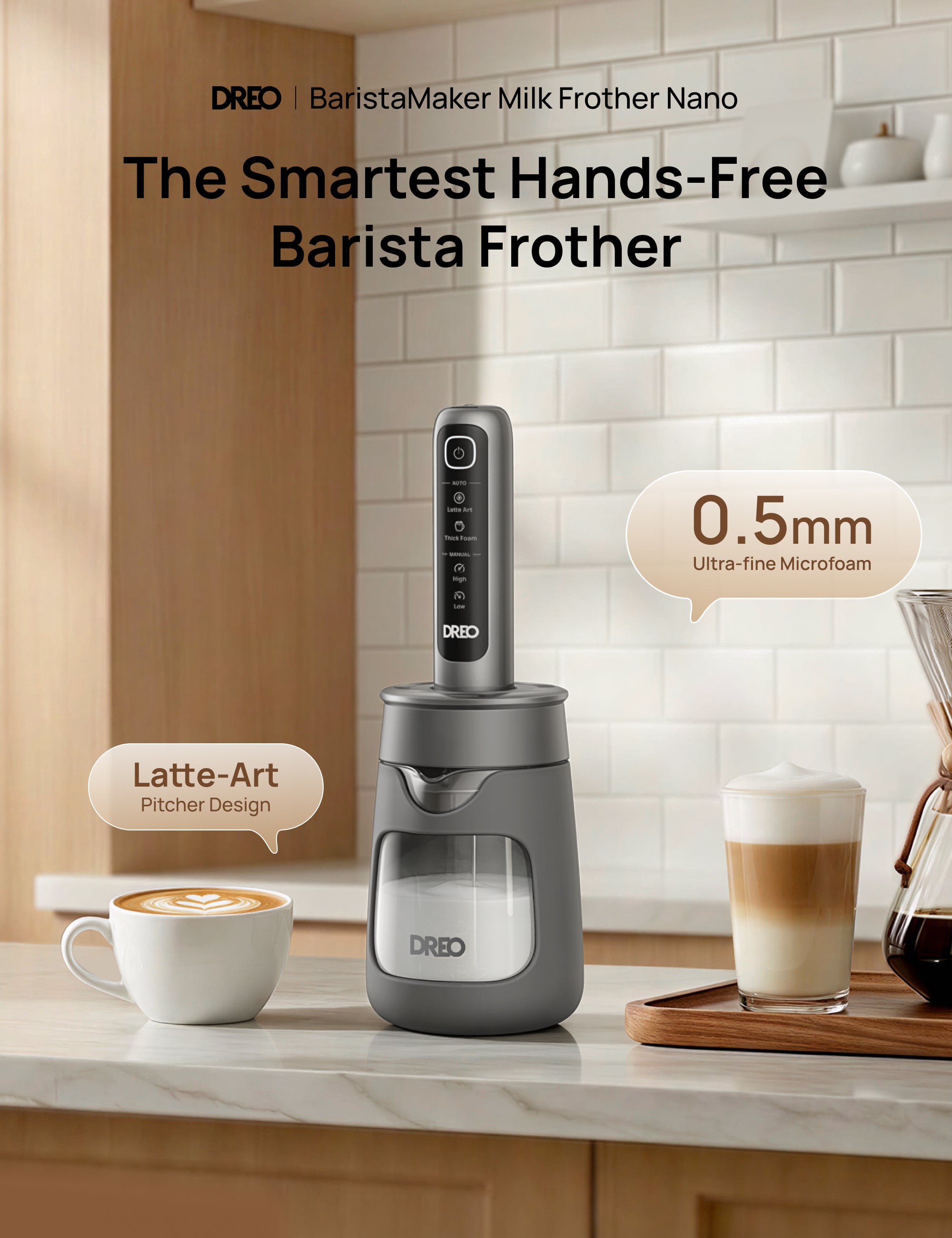 The Smartest Hands-Free
Barista Frother