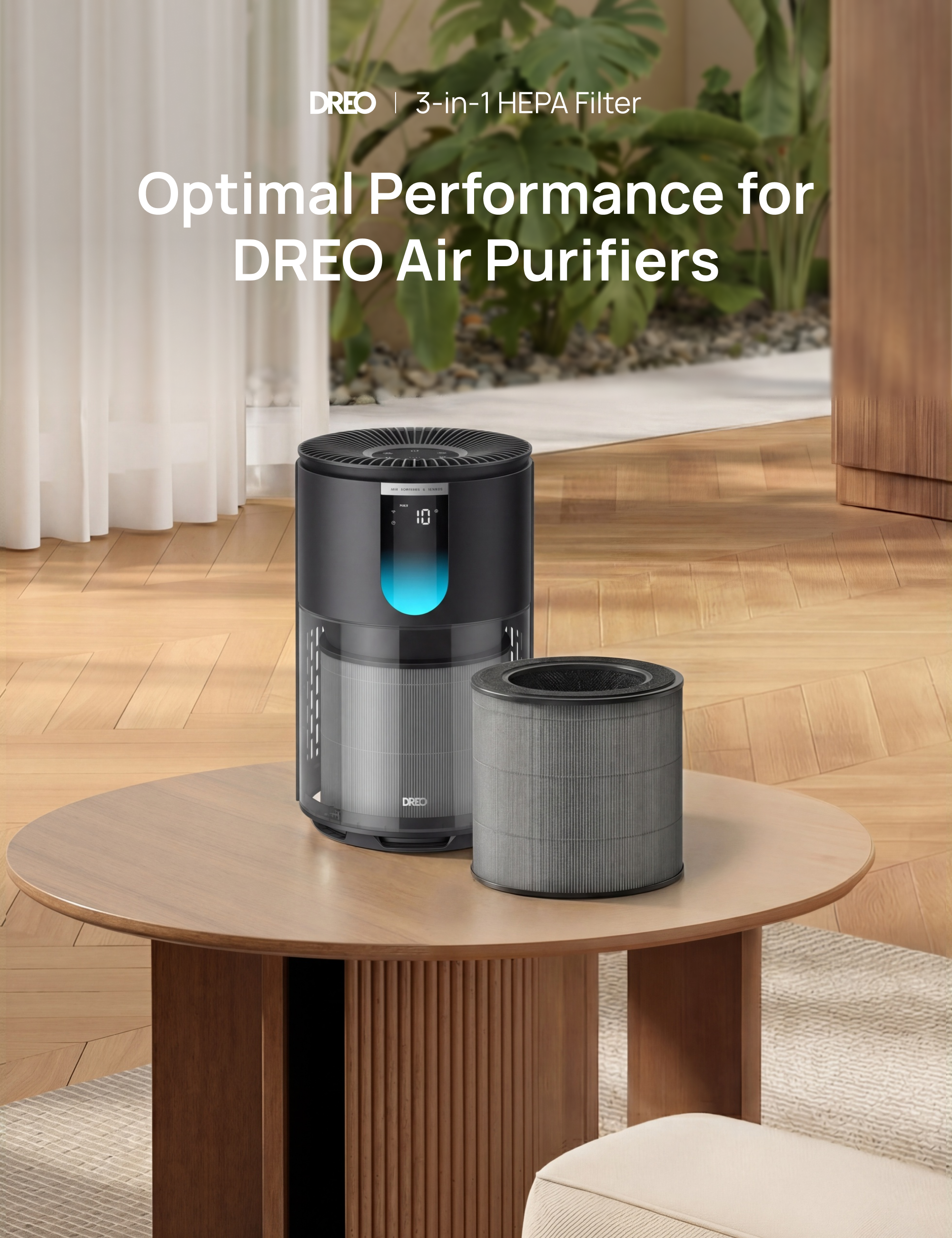 Air Purifier 3-in-1 HEPA Filter For 539 Black