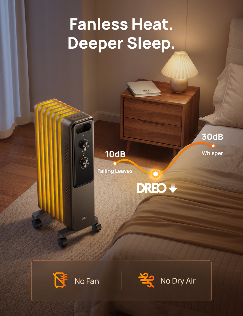 DREO Radiator Heater 153 Gray, Energy-saving, 250 sq.ft. Large Heating ...