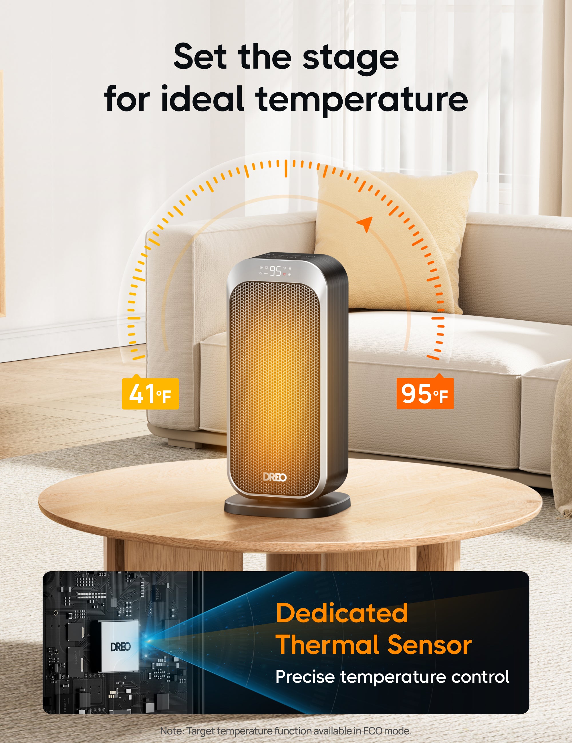 未使用 DREO Solaris 319 セラミックファンヒーター 節電 ECO DREO Solaris 319 Portable Smart Ceramic Heater for Home