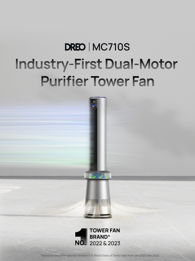 Industry-First Dual-Motor Purifier Tower Fan mobile kv