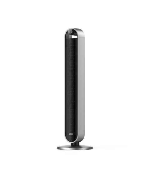 Black tower fan on a white background
